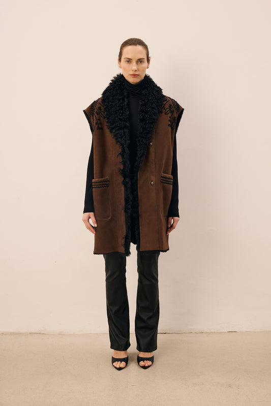 Cadenza Black/Brown Long Vest