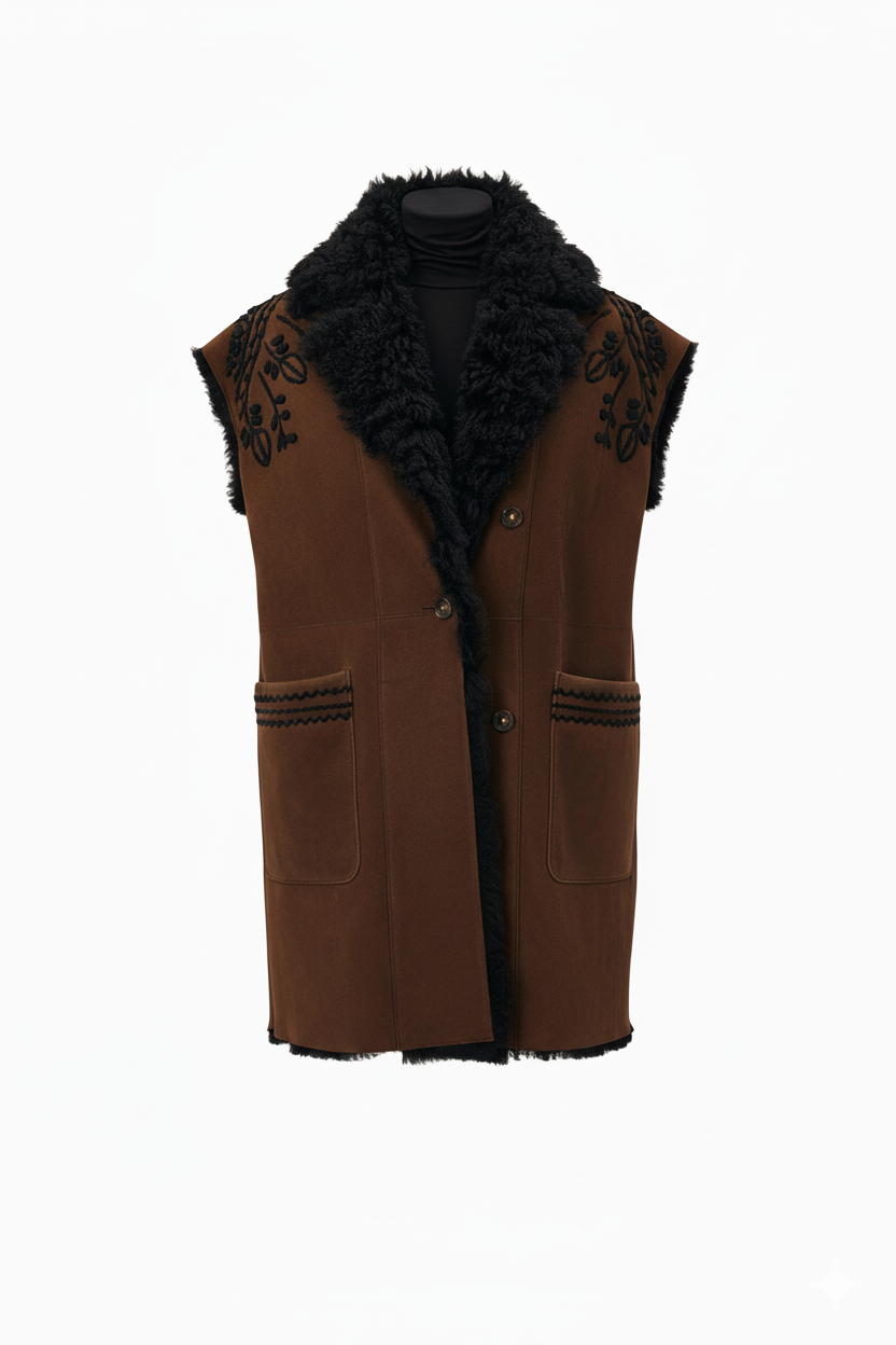 Cadenza Black/Brown Long Vest