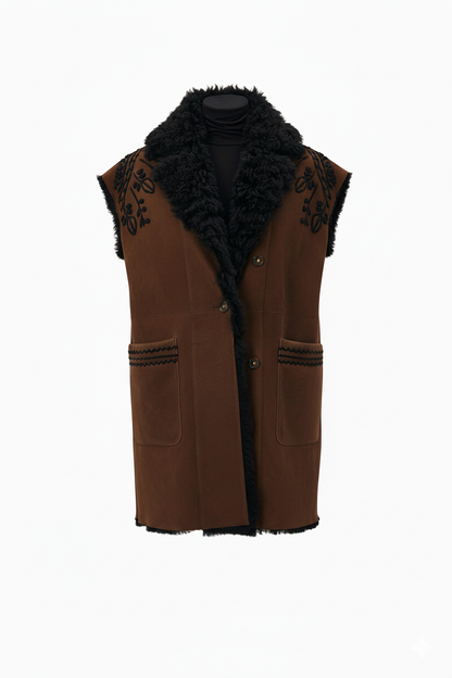 Cadenza Black/Brown Long Vest