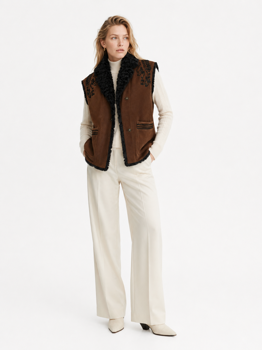 Cadenza Black/Brown Long Vest
